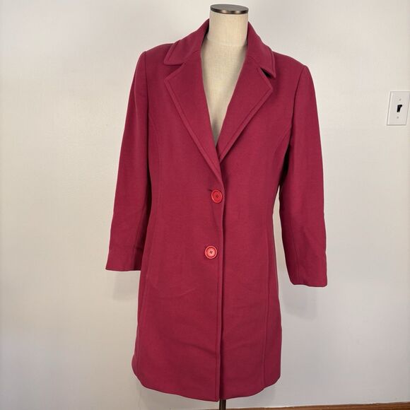 Villa Monti Couture Made in Italy Wool Cashmere Womens 14 Pink Peacoat Coat Long - Picture 1 of 10